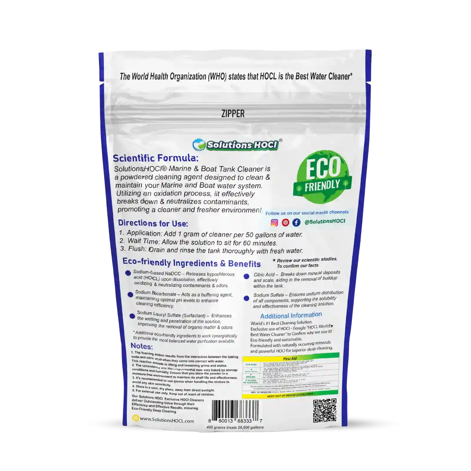 solutions hocl (hypochlorous acid) marine tank cleaners