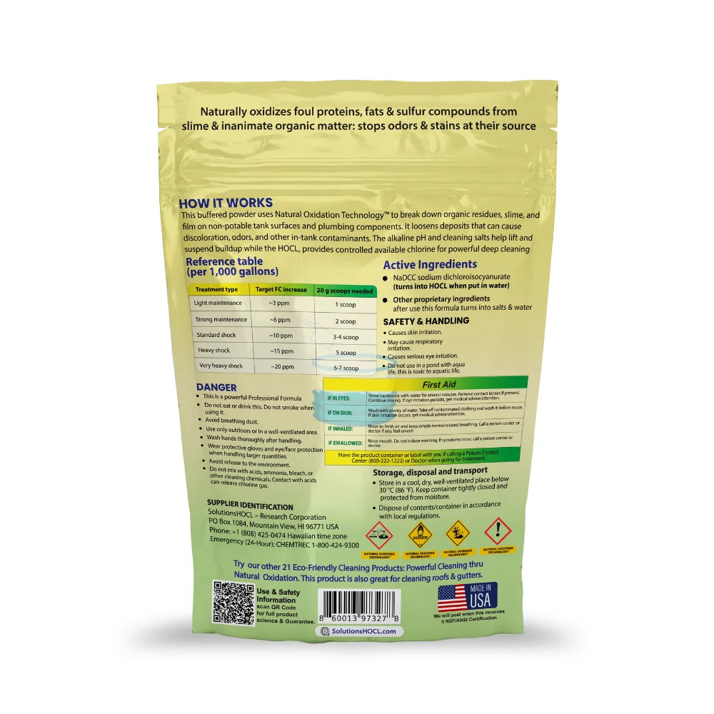 cistern and catchment monthly and shock treatment 500g back on white background
