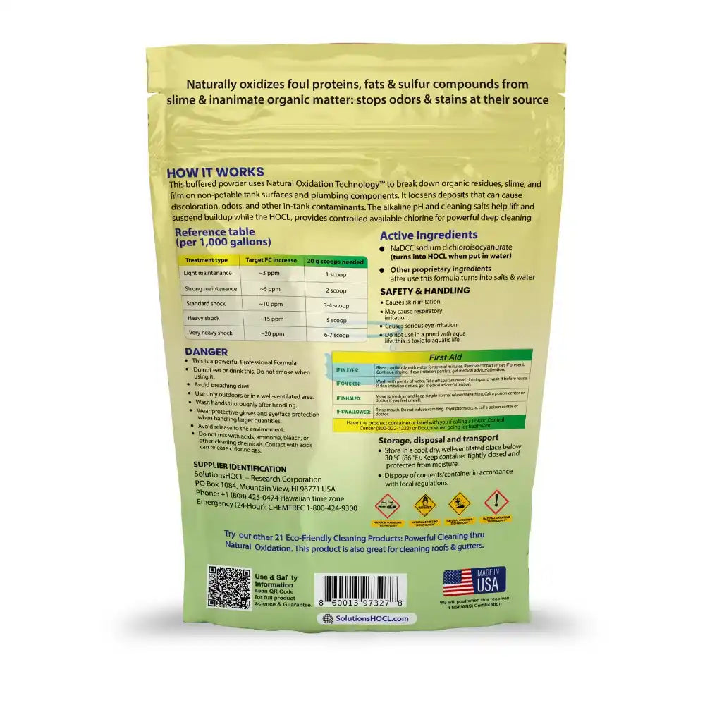 cistern and catchment monthly and shock treatment 500g back on white background