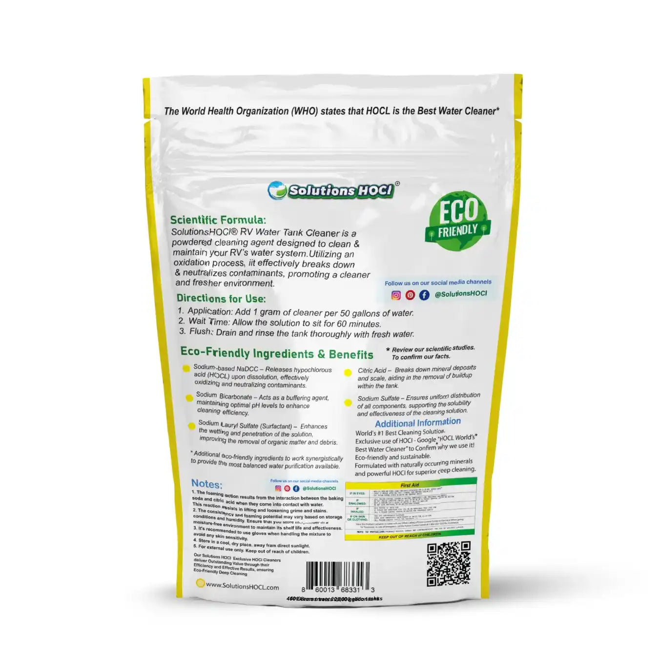RV tank cleaner water purification powder