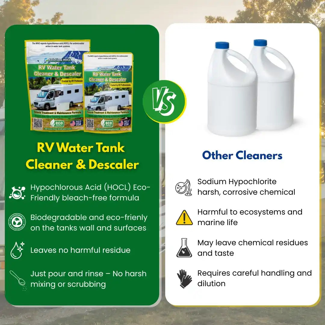 hocl rv tank descaler campare with bleach
