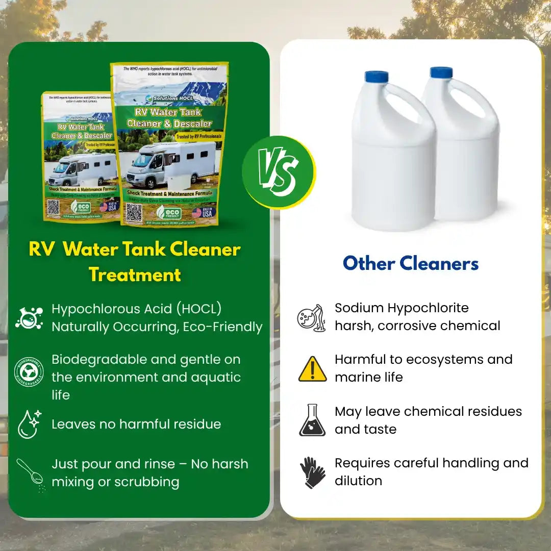 hocl rv tank treatment descaller campare with bleach
