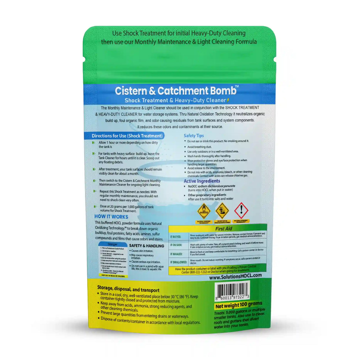 Product packaging for 'Cistern & Catchment Bomb' on a white background