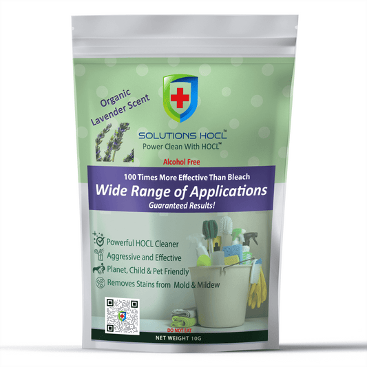 Solutions HOCL SuperWash Powder - Organic English Lavender Scent - 10 Packs (10 grams)