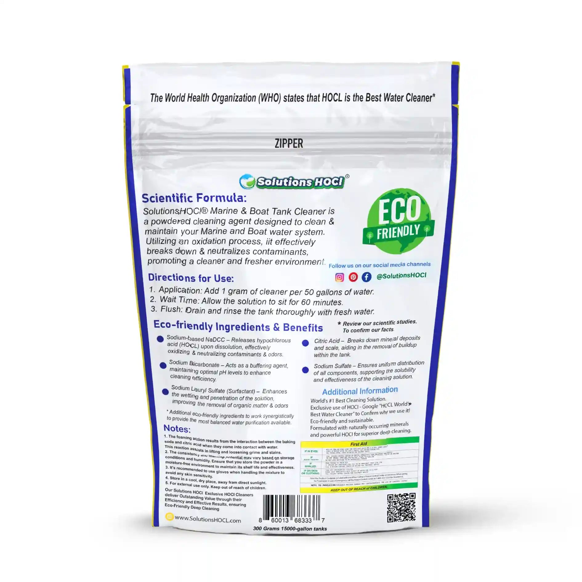 solutions hocl (hypochlorous acid) marine tank cleaners