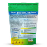 Cistern & Catchment Tank Cleaner packaging with text and safety information on a white background