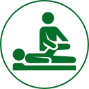 Icon of a person receiving a massage with a green circle around it