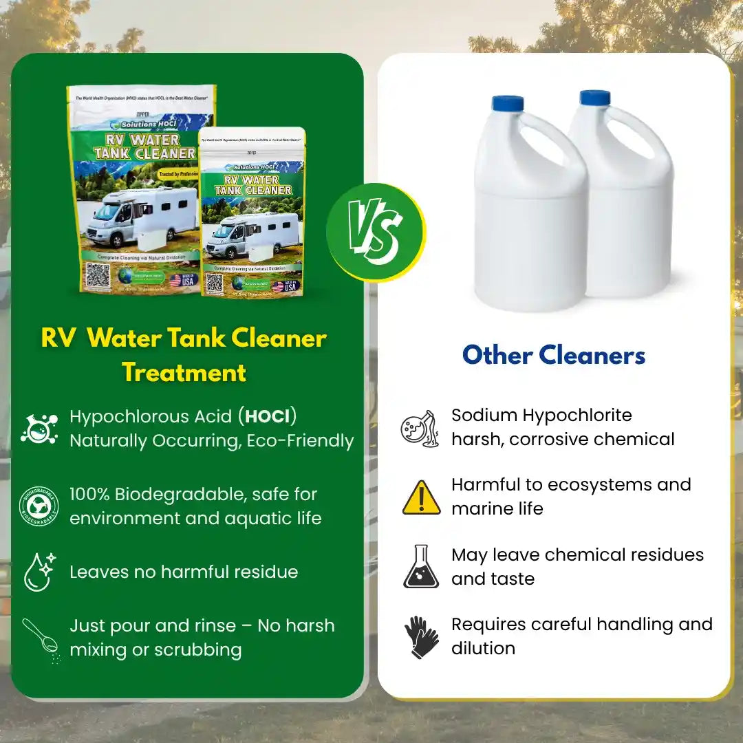 hocl rv tank treatment descaller campare with bleach