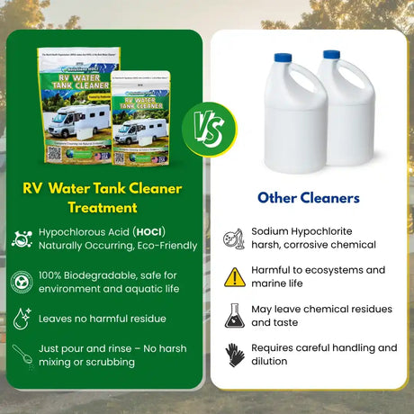 hocl rv tank treatment descaller campare with bleach