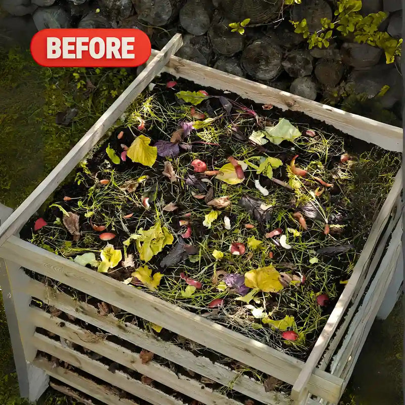 yellow leaves compaced composting diy bin