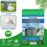 Cistern and catchment water tank cleaner packaging with green and blue design.