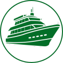 Green icon of a cruise ship on a white background