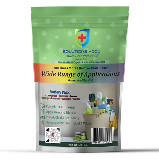 Solutions HOCL SuperWash Powder - Organic Scent Variety Pack - 10 Packs (10 grams)