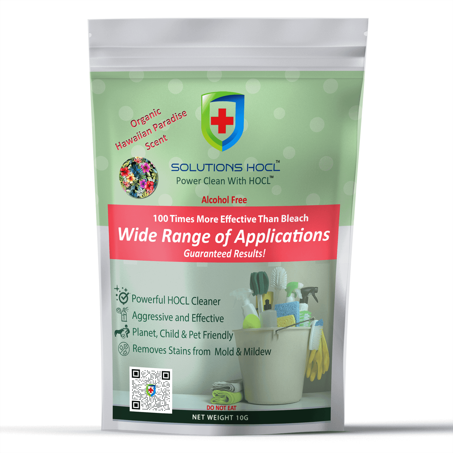 Solutions HOCL SuperWash Powder - Organic Hawaiian Paradise Scent - 10 Packs (10 grams)