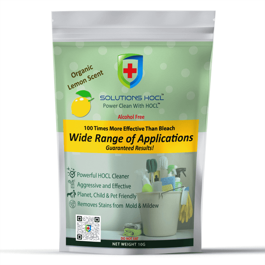Solutions HOCL SuperWash Powder - Organic Lemon Scent - 10 Packs (10 grams)