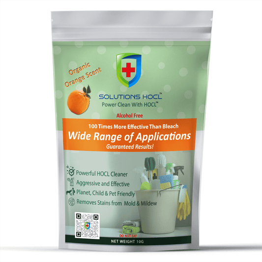 Solutions HOCL SuperWash Powder - Organic Orange Scent - 10 Packs (10 grams)